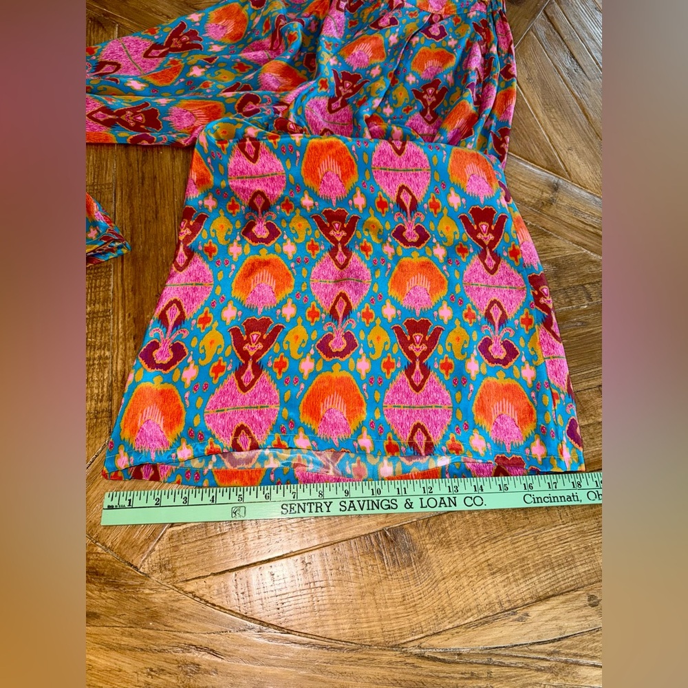 ✨ Anthropologie Ollari New York Ikat Silk-Feel Crop Top & Wide Leg Pant Set - L - Picture 13 of 16